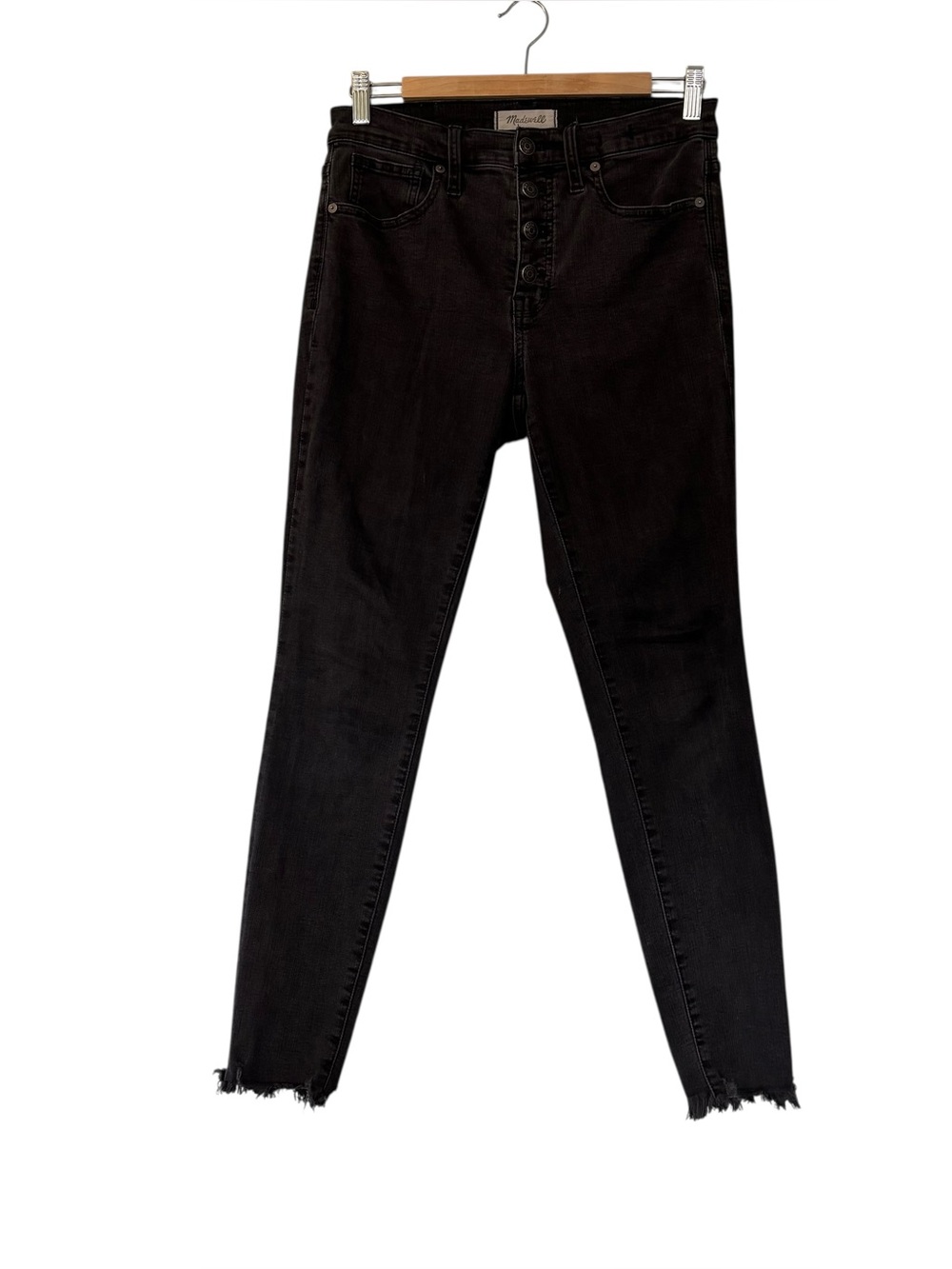 Madewell Black High-Rise Skinny Jeans with Raw Hem Women’s Size 28 Stretch